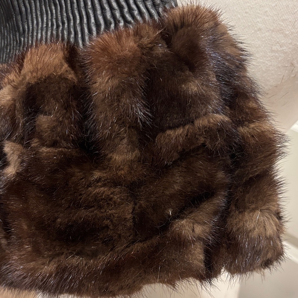 Paolo Masi Authentic Brown Mink Fur Designer Shoulder Bag with Chain Straps